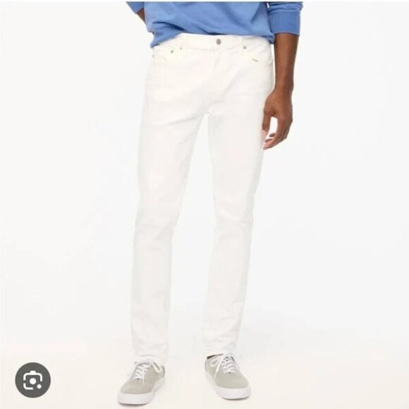 J. Crew Men's Slim Flex Denim Jeans White Cotton Blend Straight 31" x 32" NWT - Picture 1 of 4